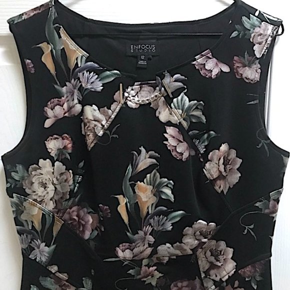🖤🌸 💃Beautiful Enfocus Black Floral Dress - Picture 4 of 9